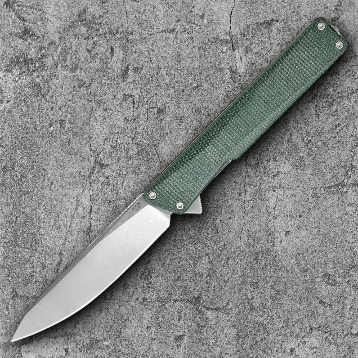Oknife AION Folding Knife 3.5" 14C28N Sandvik Steel Blade Green Micarta Handle