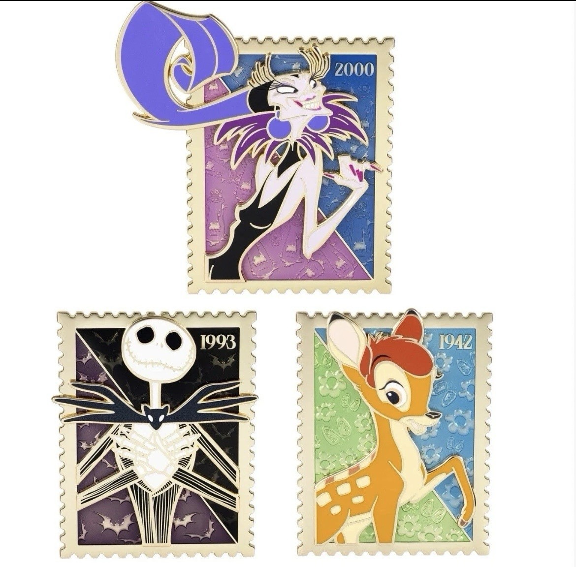 PALM Disney Royal Stamp Wave 5 Jack Skellington Bambi Yzma Jumbo Pins PALM Disney Royal Stamp Wave 5 Jack Skellington Bambi Yzma Jumbo Pins
