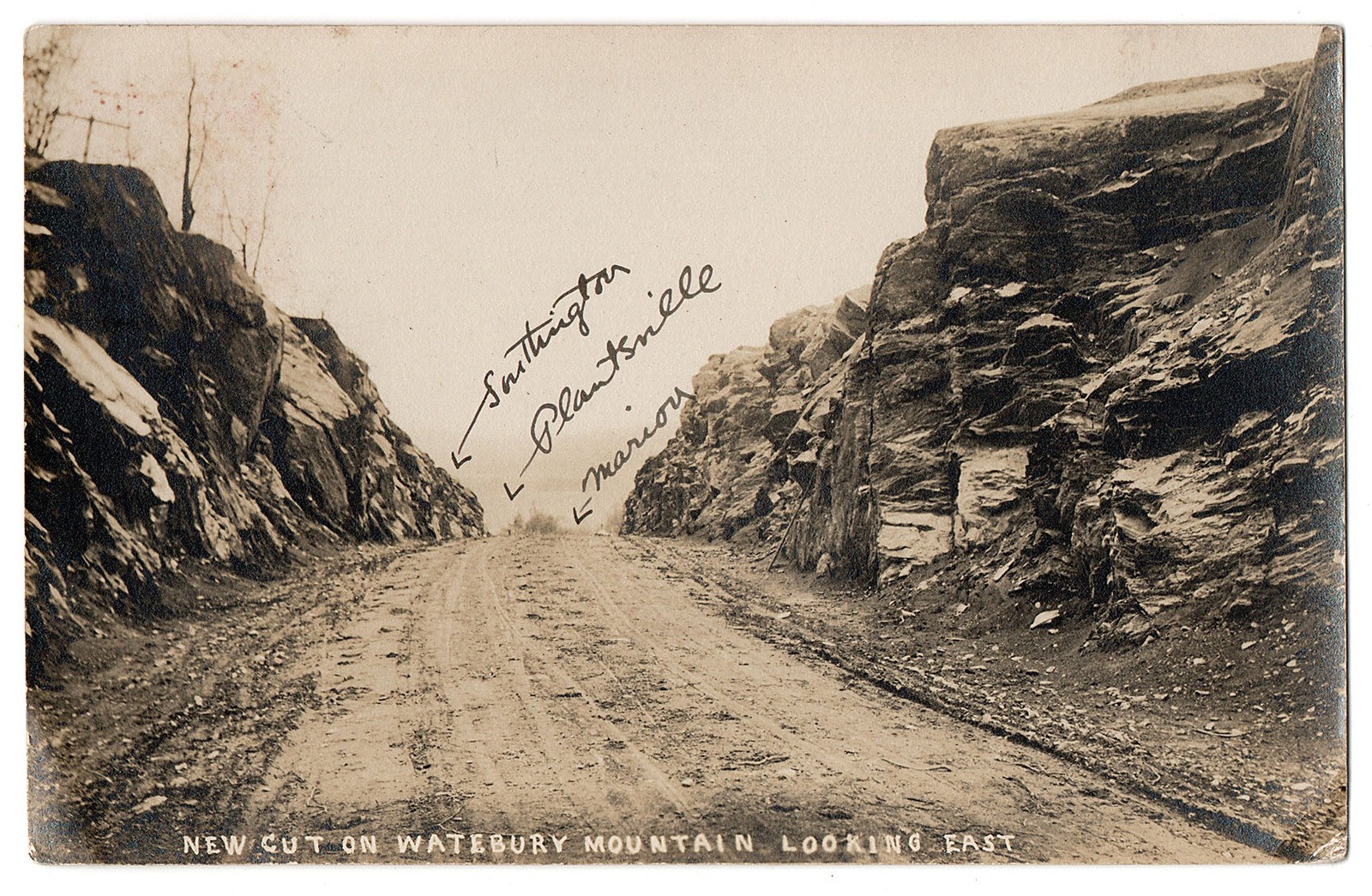 RPPC MILLDALE CT WATERBURY new road cut Waterbury Mtn 1910 nice RPPC MILLDALE CT WATERBURY new road cut Waterbury Mtn 1910 nice