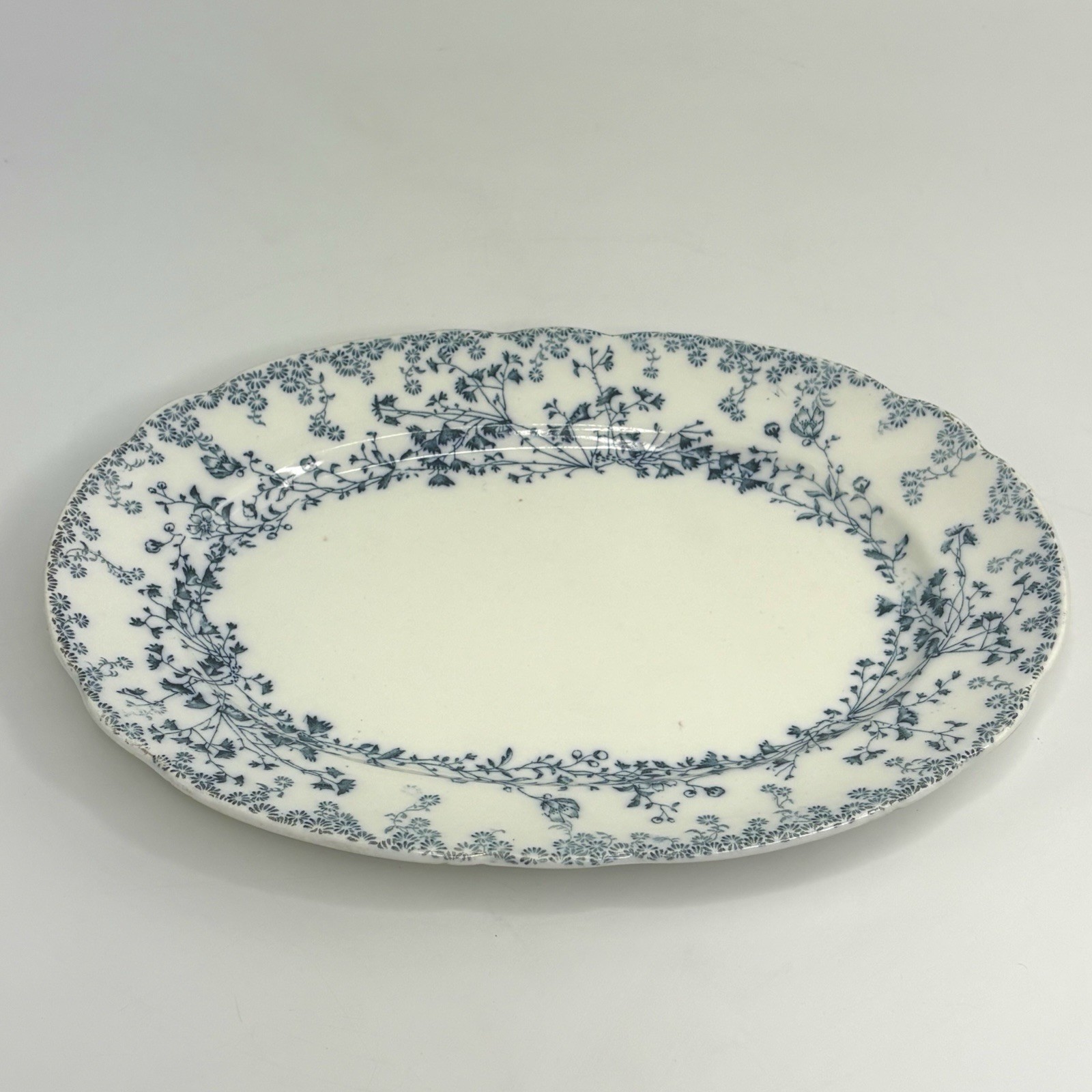 Antique c.1880's Ironstone Blue & White Fern Platter Plate Grindley & Co England Antique c.1880's Ironstone Blue & White Fern Platter Plate Grindley & Co England