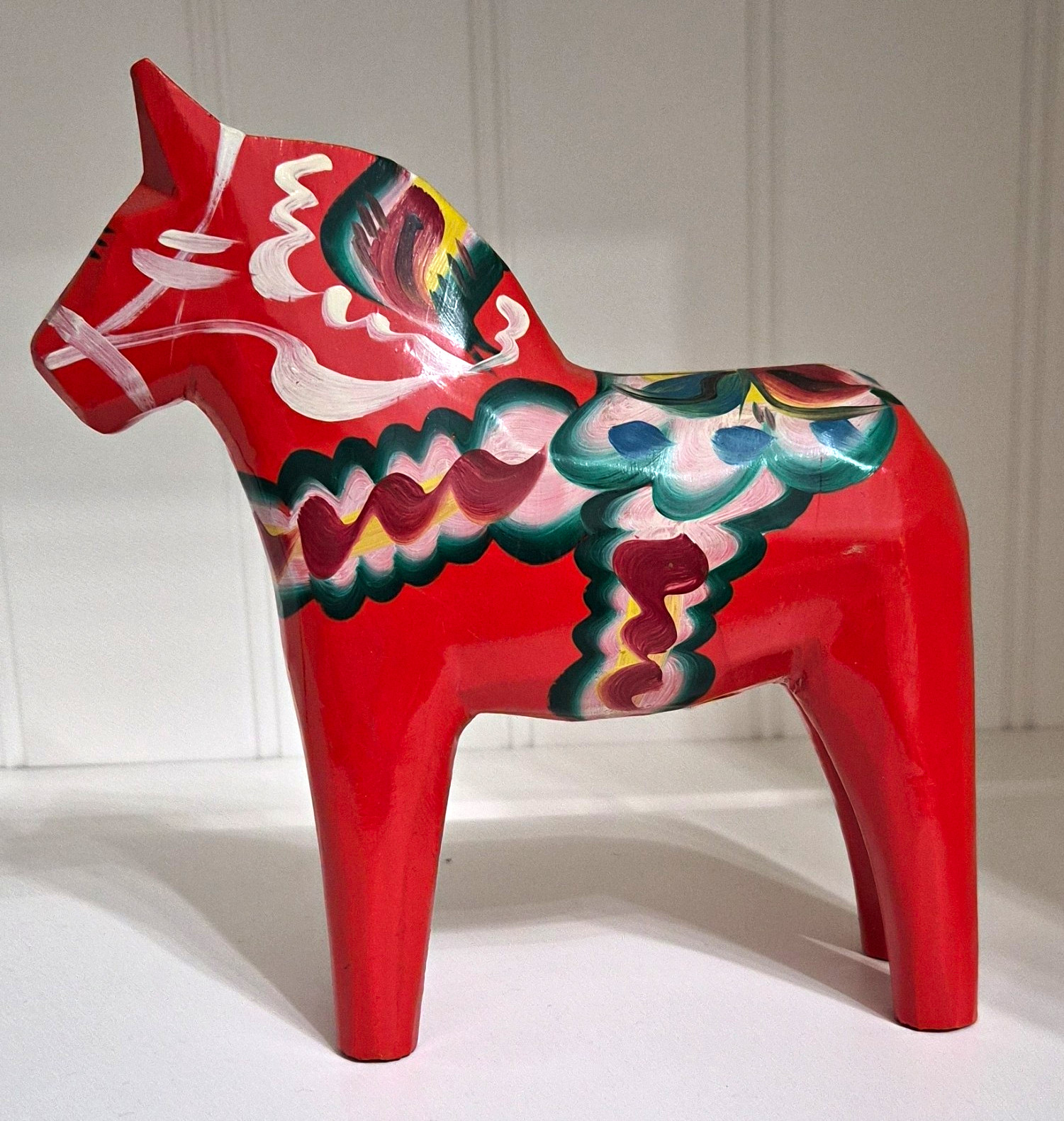 Nils Olsson Swedish Hand Painted Wood Dala Horse Figurine Red 6in 1976 Nils Olsson Swedish Hand Painted Wood Dala Horse Figurine Red 6in 1976