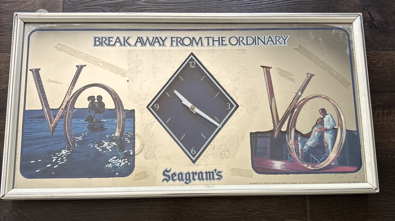 Vintage Seagrams VO Break Away from the Ordinary Wall Clock and Mirror Vintage Seagrams VO Break Away from the Ordinary Wall Clock and Mirror