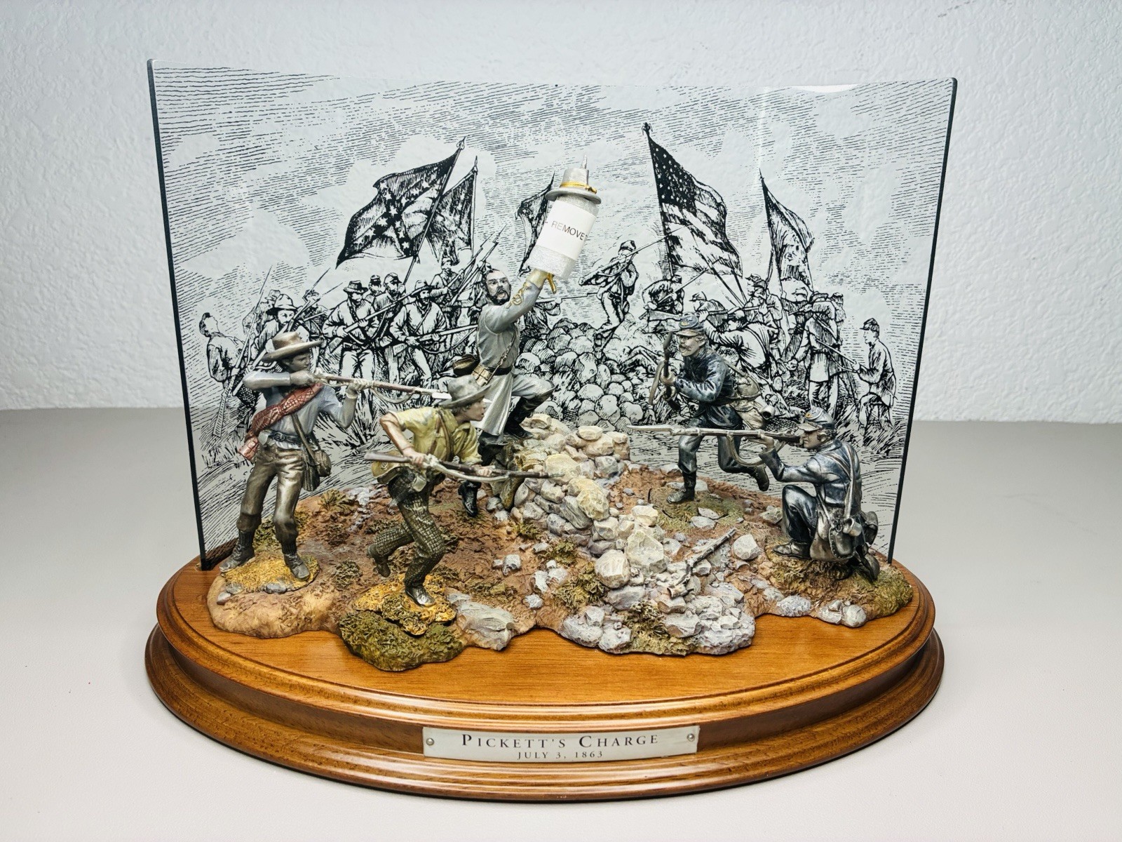 PICKETT'S CHARGE JULY 3, 1863 CIVIL WAR PEWTER FIGURINE SCULPTURE FRANKLIN MINT PICKETT'S CHARGE JULY 3, 1863 CIVIL WAR PEWTER FIGURINE SCULPTURE FRANKLIN MINT