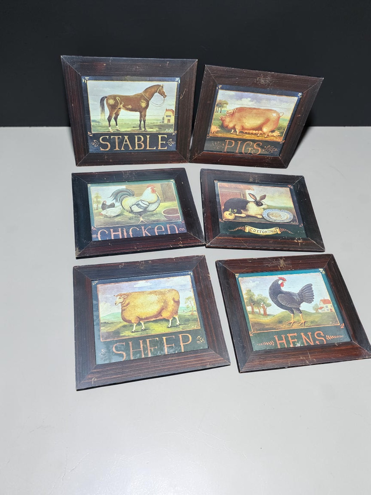 6 Vintage Farmhouse Animal Framed Prints painting canvas Wall Decor Country 1994 6 Vintage Farmhouse Animal Framed Prints painting canvas Wall Decor Country 1994