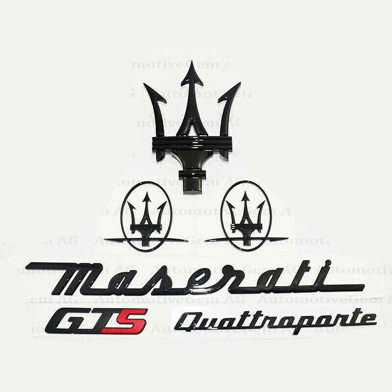 for Maserati Emblem Quattroporte GTS Grille Trident Side gloss Black Badge Set for Maserati Emblem Quattroporte GTS Grille Trident Side gloss Black Badge Set