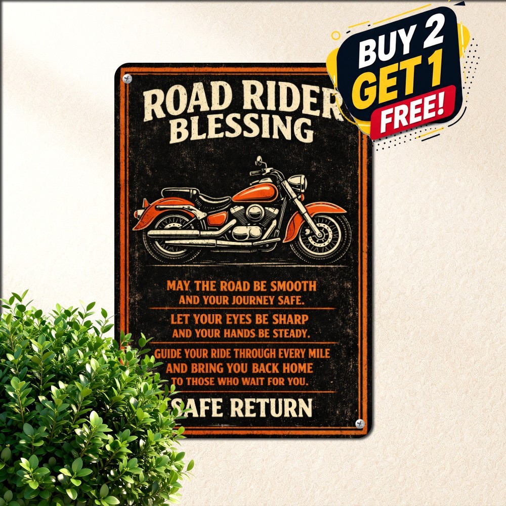 Vintage Motorcyclist Prayer Two Wheels Open Highway Plaque Metal Tin Sign 8x12 Vintage Motorcyclist Prayer Two Wheels Open Highway Plaque Metal Tin Sign 8x12