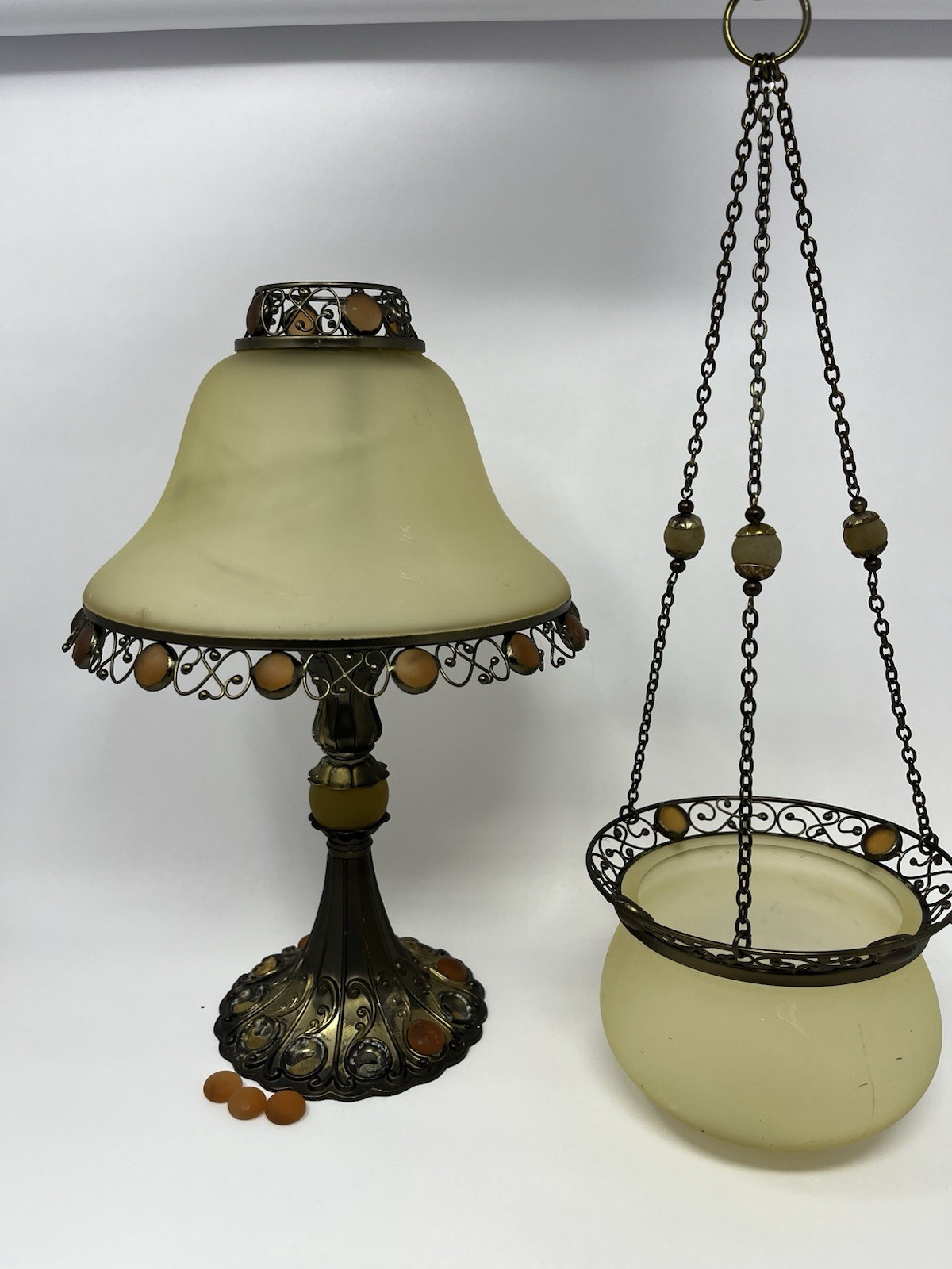 Party Lite Paris Retro Bronze Tea light Collection Frosted 2 Piece