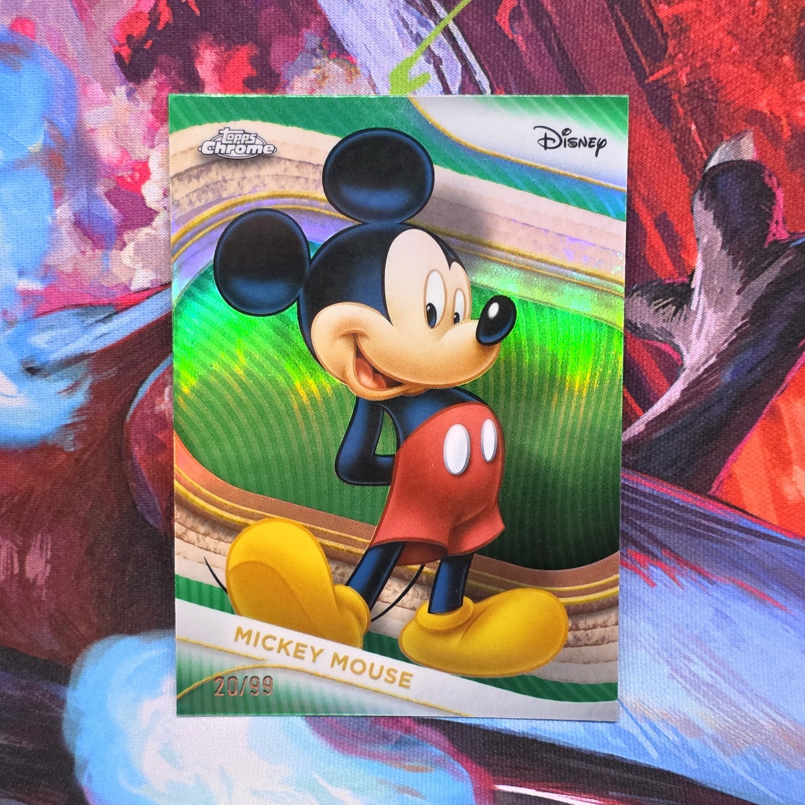 2025 Topps Chrome Disney Mickey Mouse Green /99 Refractor #1 2025 Topps Chrome Disney Mickey Mouse Green /99 Refractor #1