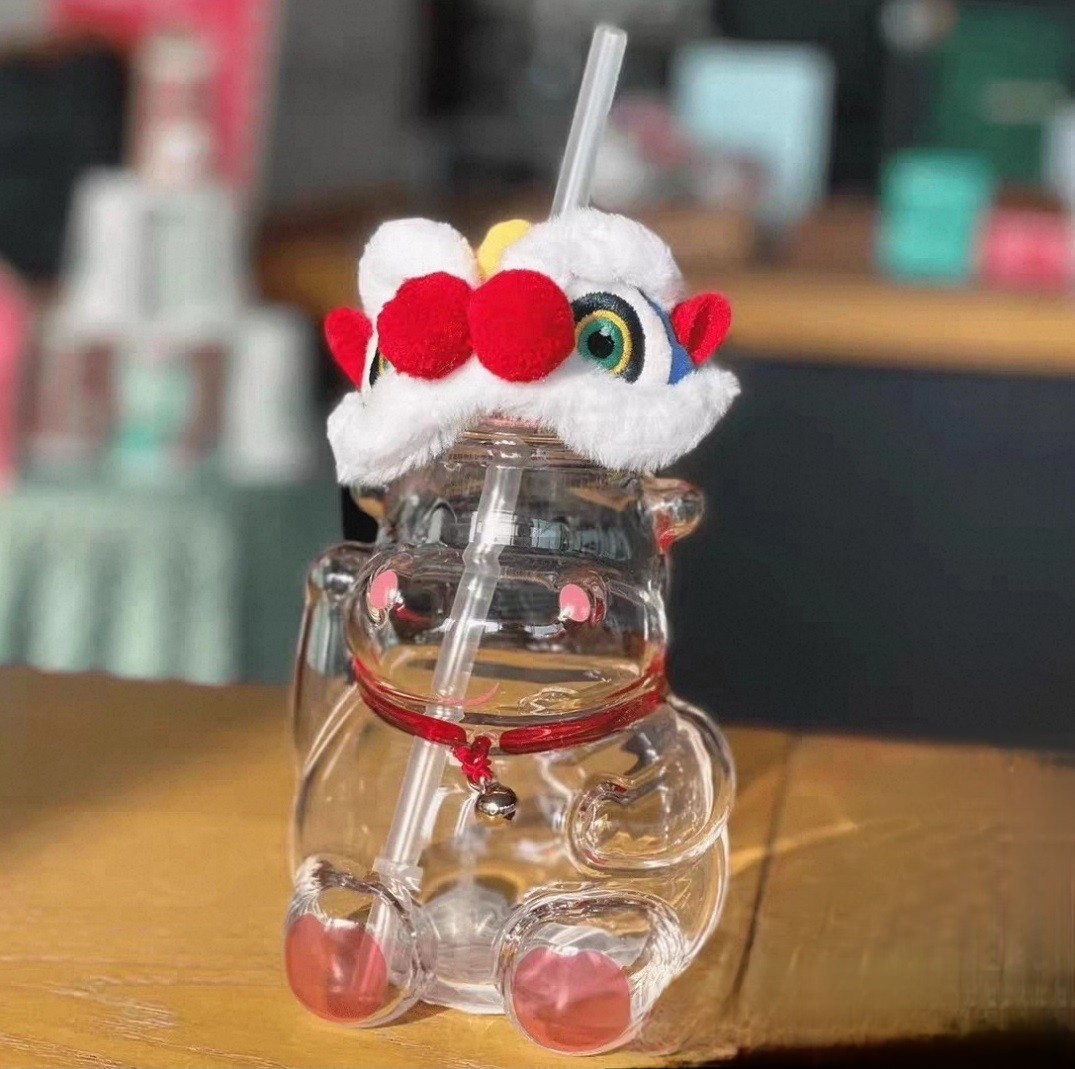 New Starbucks 2021 China Happy Ox Year Lion Dance Cow 17oz Milk Glass Straw Cups New Starbucks 2021 China Happy Ox Year Lion Dance Cow 17oz Milk Glass Straw Cups