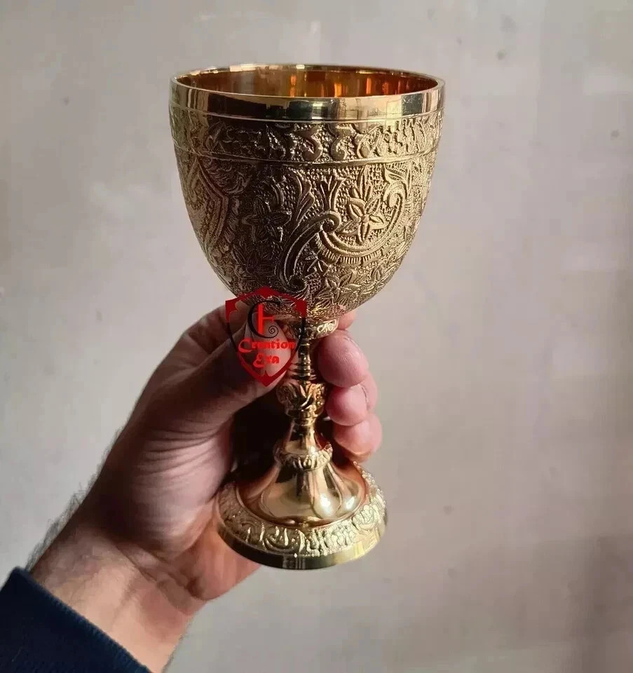 Catholic Orthodox Brass Chalice Goblet For Communion Cup Handmade Embossed Catholic Orthodox Brass Chalice Goblet For Communion Cup Handmade Embossed