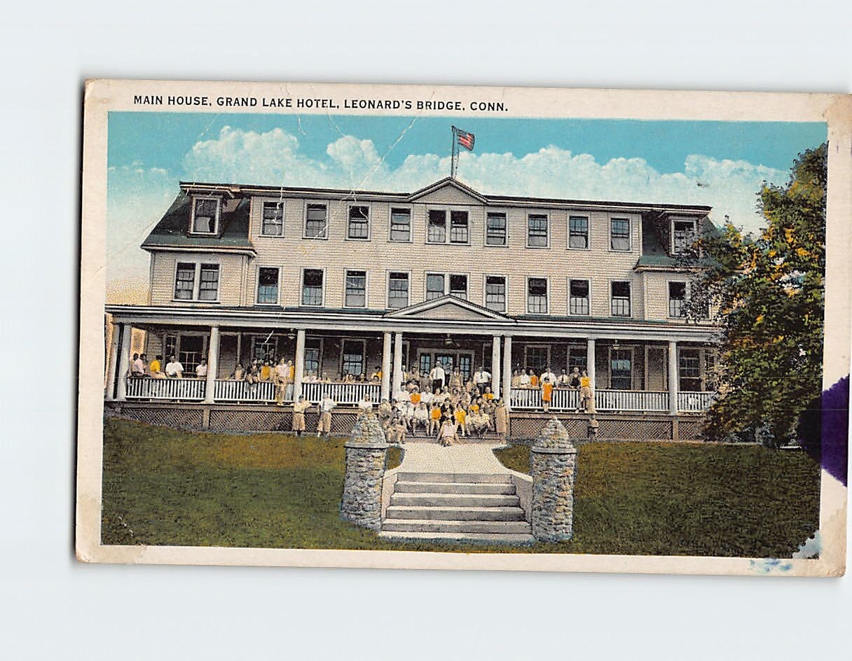 Postcard Main House Grand Lake Hotel Leonard's Bridge Connecticut USA Postcard Main House Grand Lake Hotel Leonard's Bridge Connecticut USA