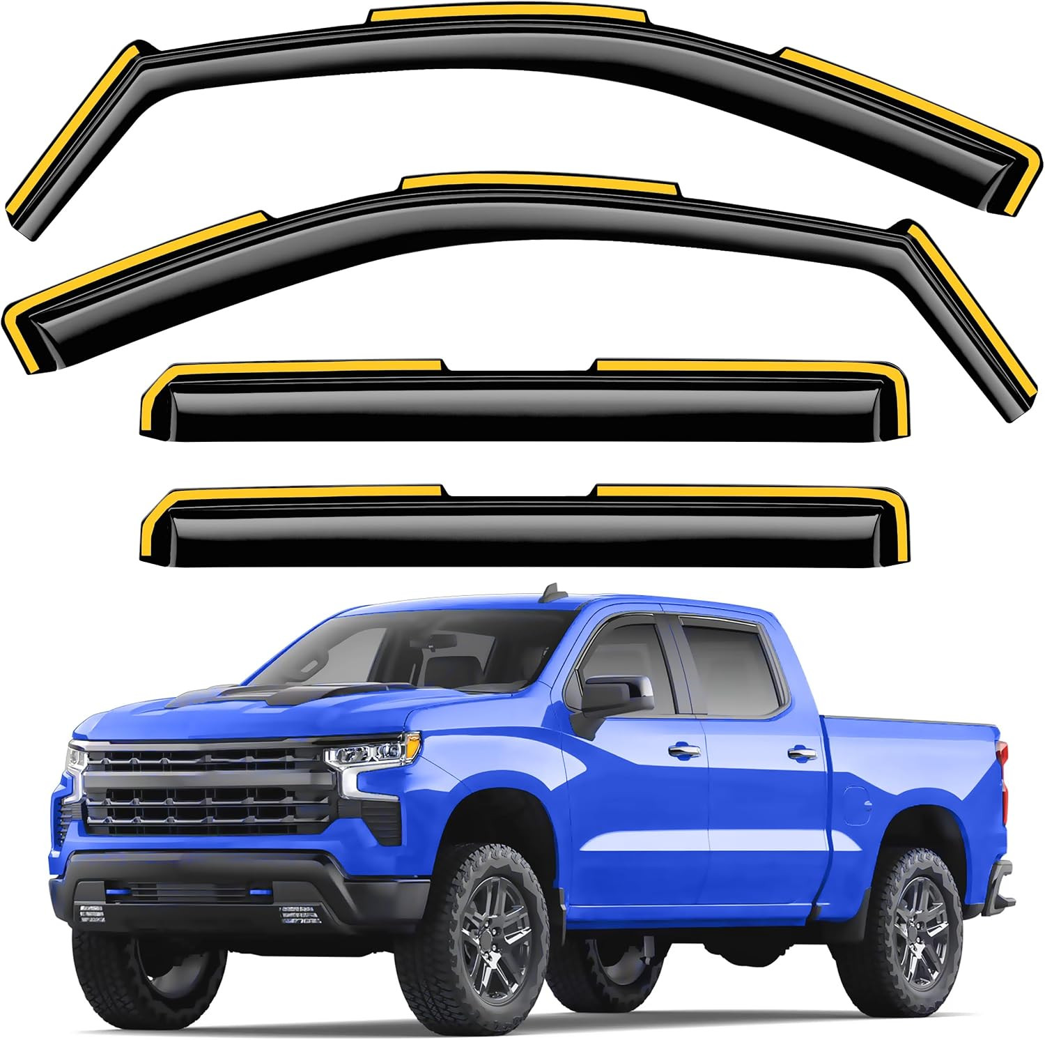 In-Channel Window Rain Guards for Chevy Silverado/Gmc Sierra 1500 2019-2026 Crew In-Channel Window Rain Guards for Chevy Silverado/Gmc Sierra 1500 2019-2026 Crew