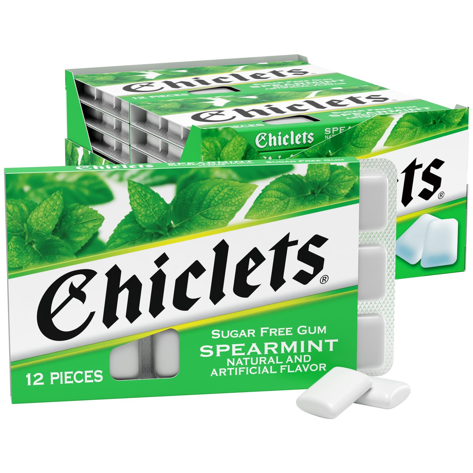 Chiclets Spearmint Sugar Free Chewing Gum, 12 1 Count (Pack of 12), White Chiclets Spearmint Sugar Free Chewing Gum, 12 1 Count (Pack of 12), White