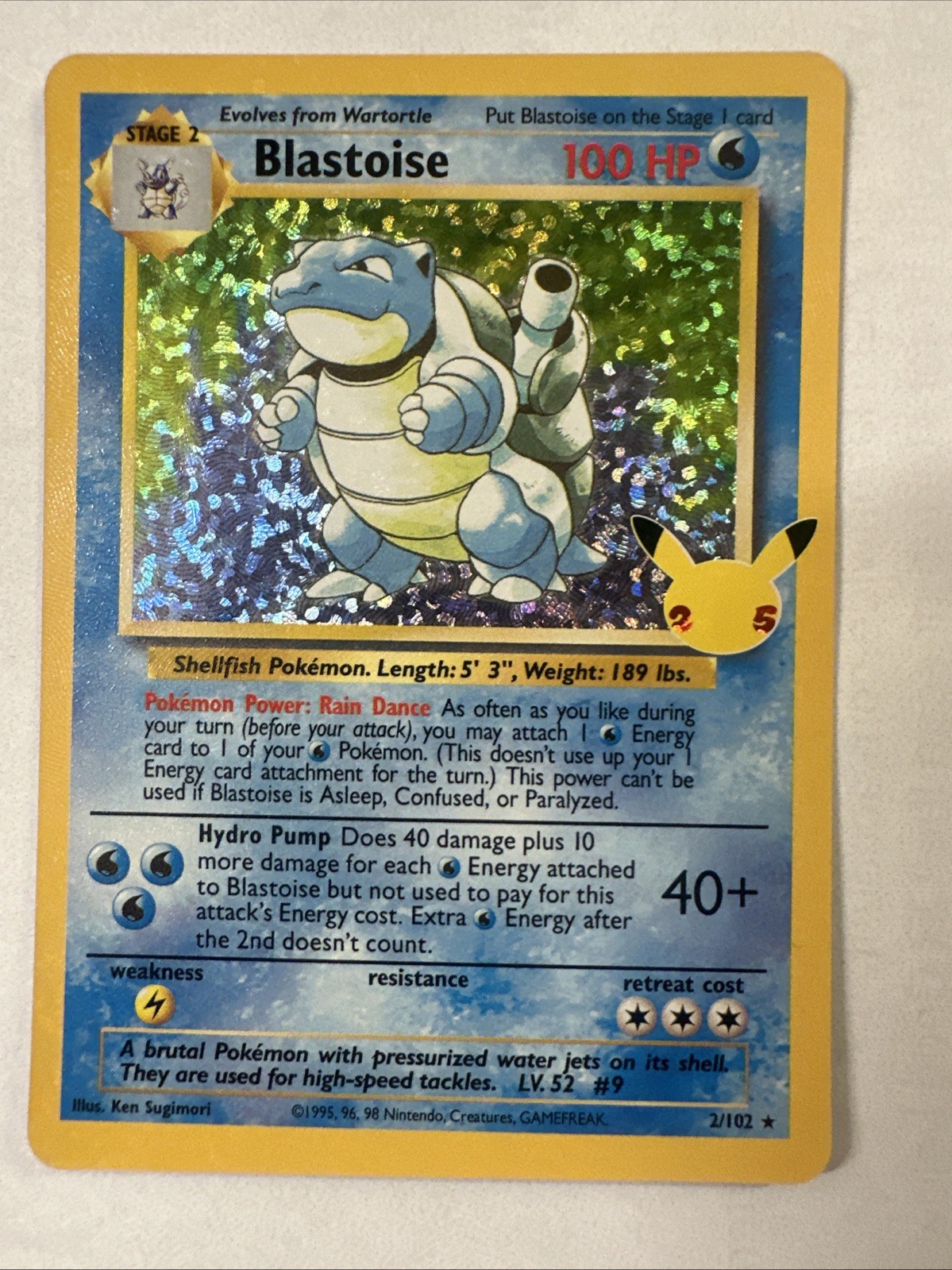 Blastoise 2/102 - Celebrations (2021). Raw. Pokemon TCG. Blastoise 2/102 - Celebrations (2021). Raw. Pokemon TCG.