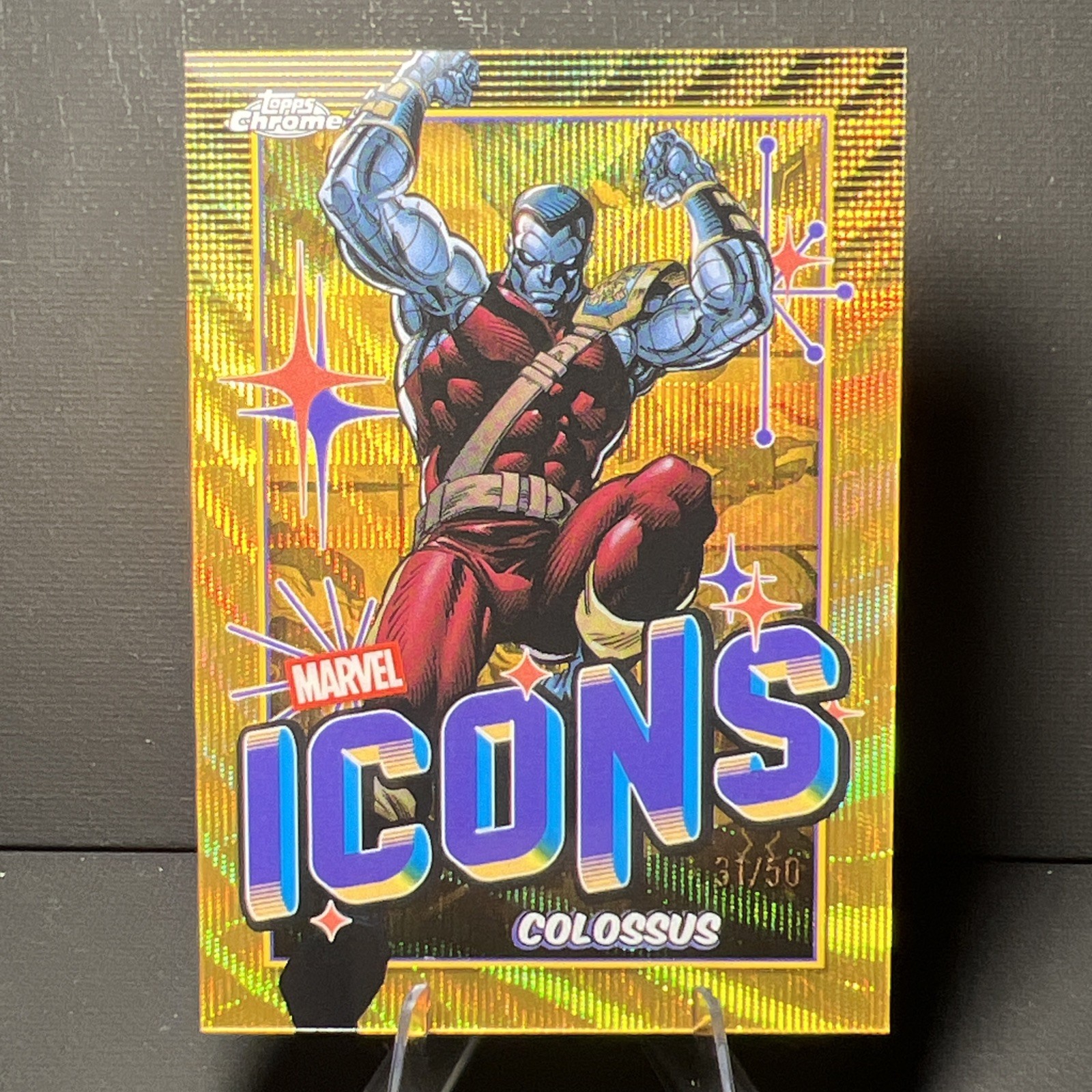 2025 Topps Chrome Marvel Icons Gold Wave Colossus 31/50