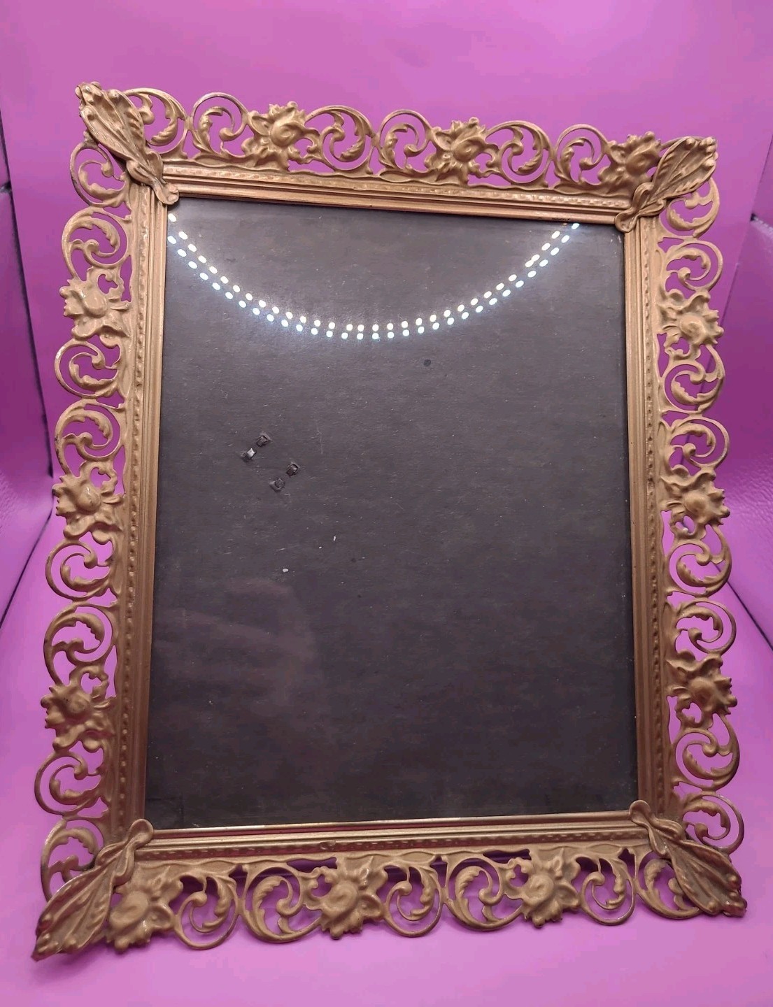 Vintage Metalcraft Metal Picture Frame Ornate Filigree 12x10" Hollywood Regency