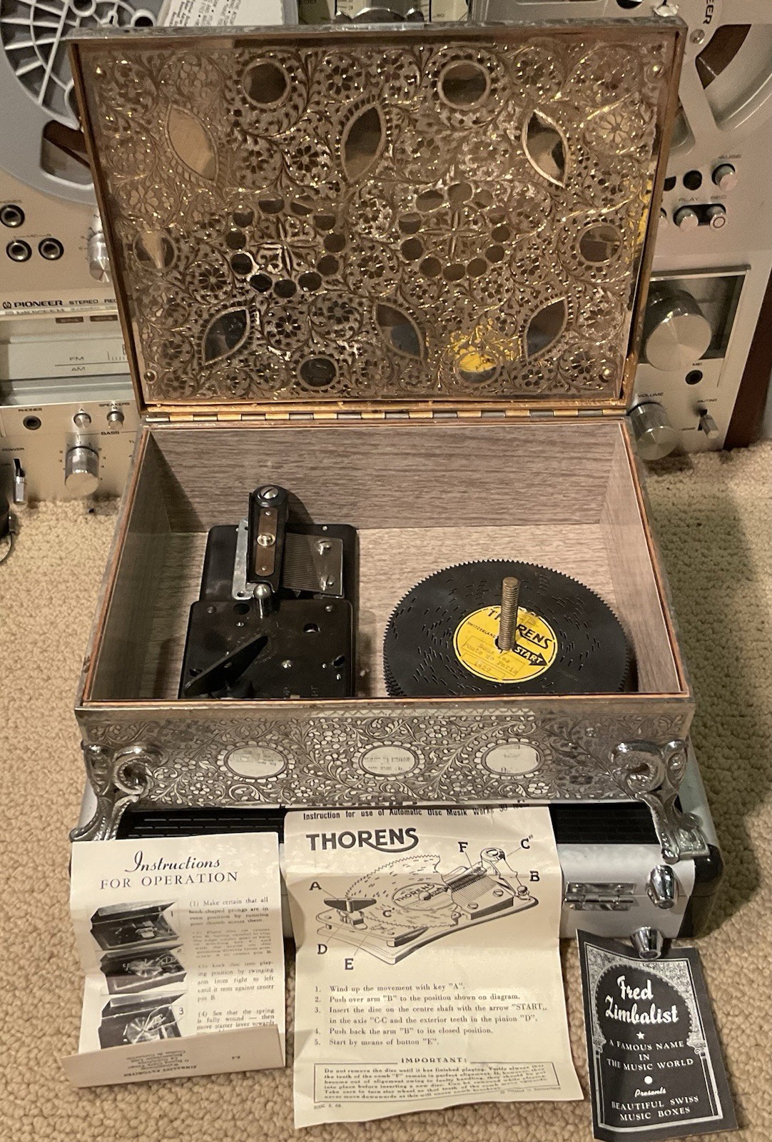 Vtg Large Heavy MINT Fred Zimbalist Music Box Thorens AD30 Serviced **VIDEO** Vtg Large Heavy MINT Fred Zimbalist Music Box Thorens AD30 Serviced **VIDEO**