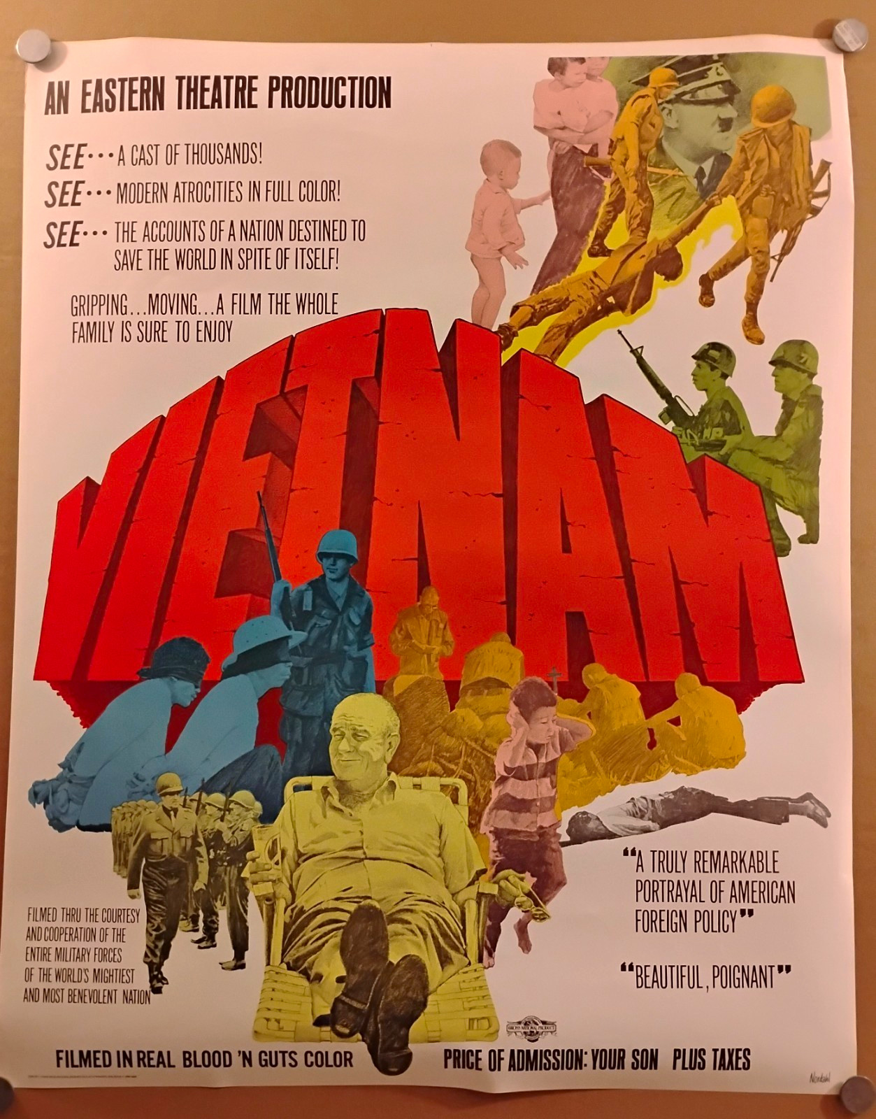 Vintage 1968 Vietnam Anti War Protest Movie Poster Eastern Theater Productions Vintage 1968 Vietnam Anti War Protest Movie Poster Eastern Theater Productions