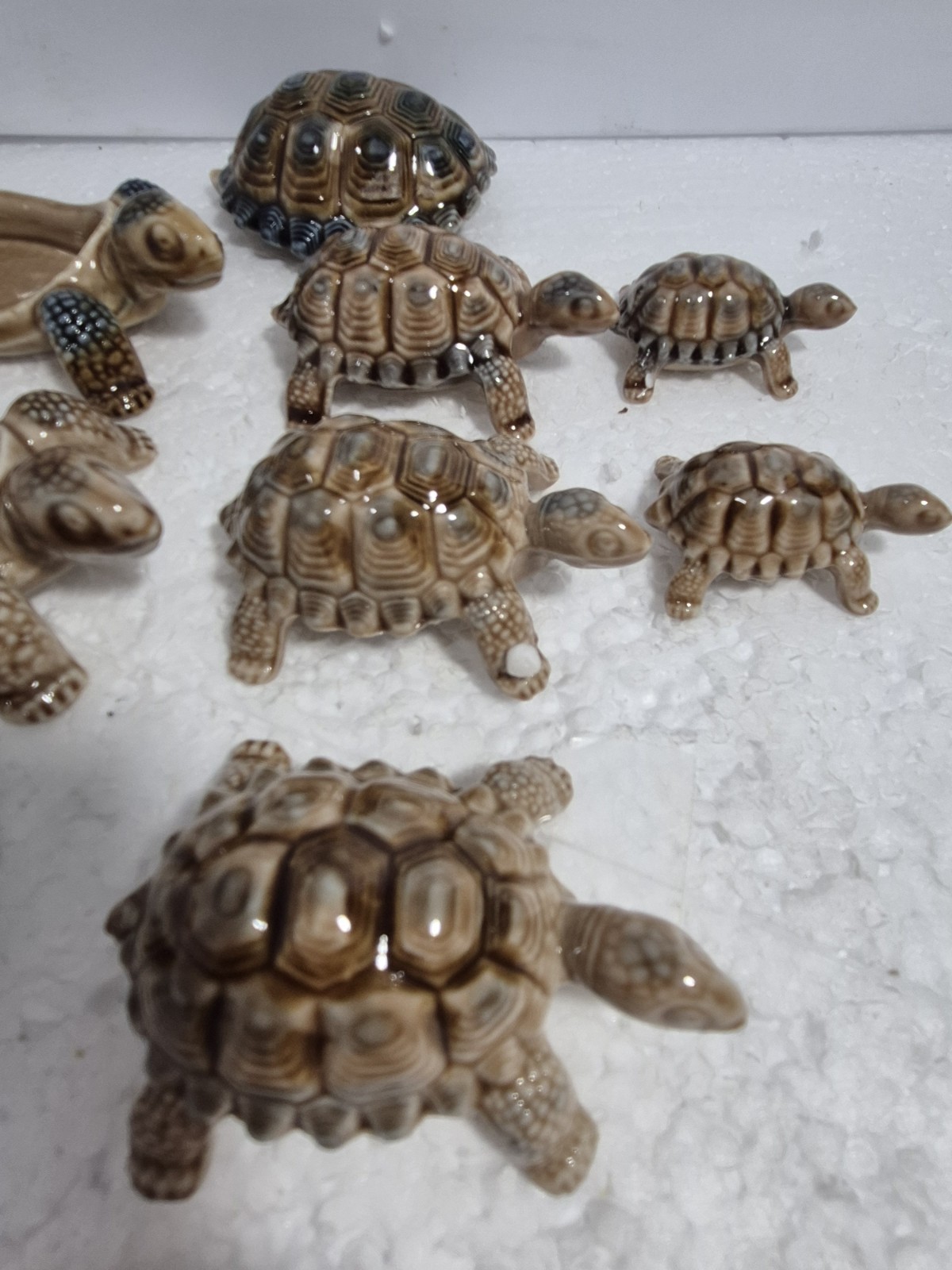 7 Vintage Wade Tortoise Trinket Dish brown tan & blue tan 1970s removable shell 7 Vintage Wade Tortoise Trinket Dish brown tan & blue tan 1970s removable shell