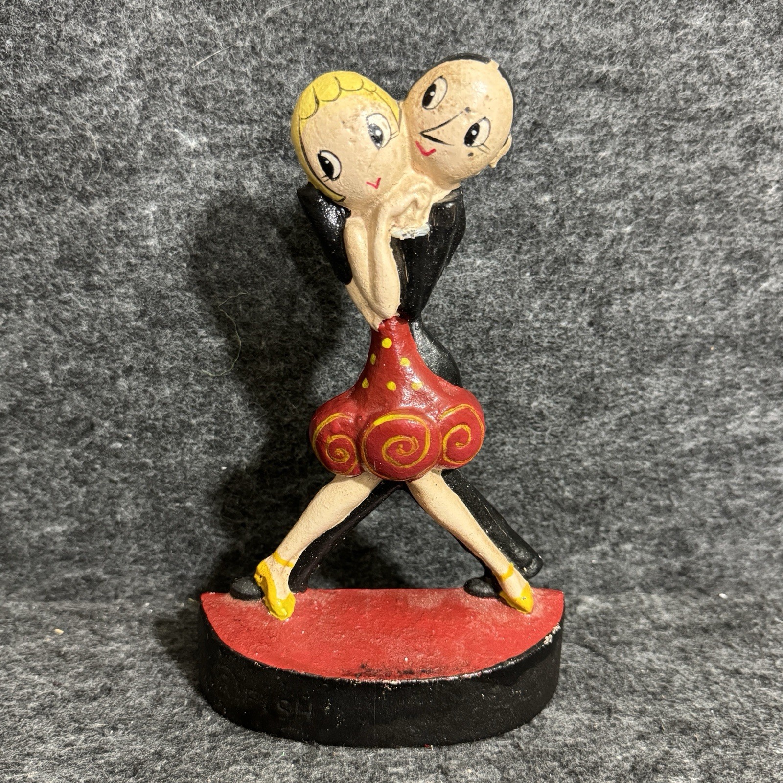 Hubley  "Charleston Dancers" Anne Fish Cast Iron Doorstop Vintage