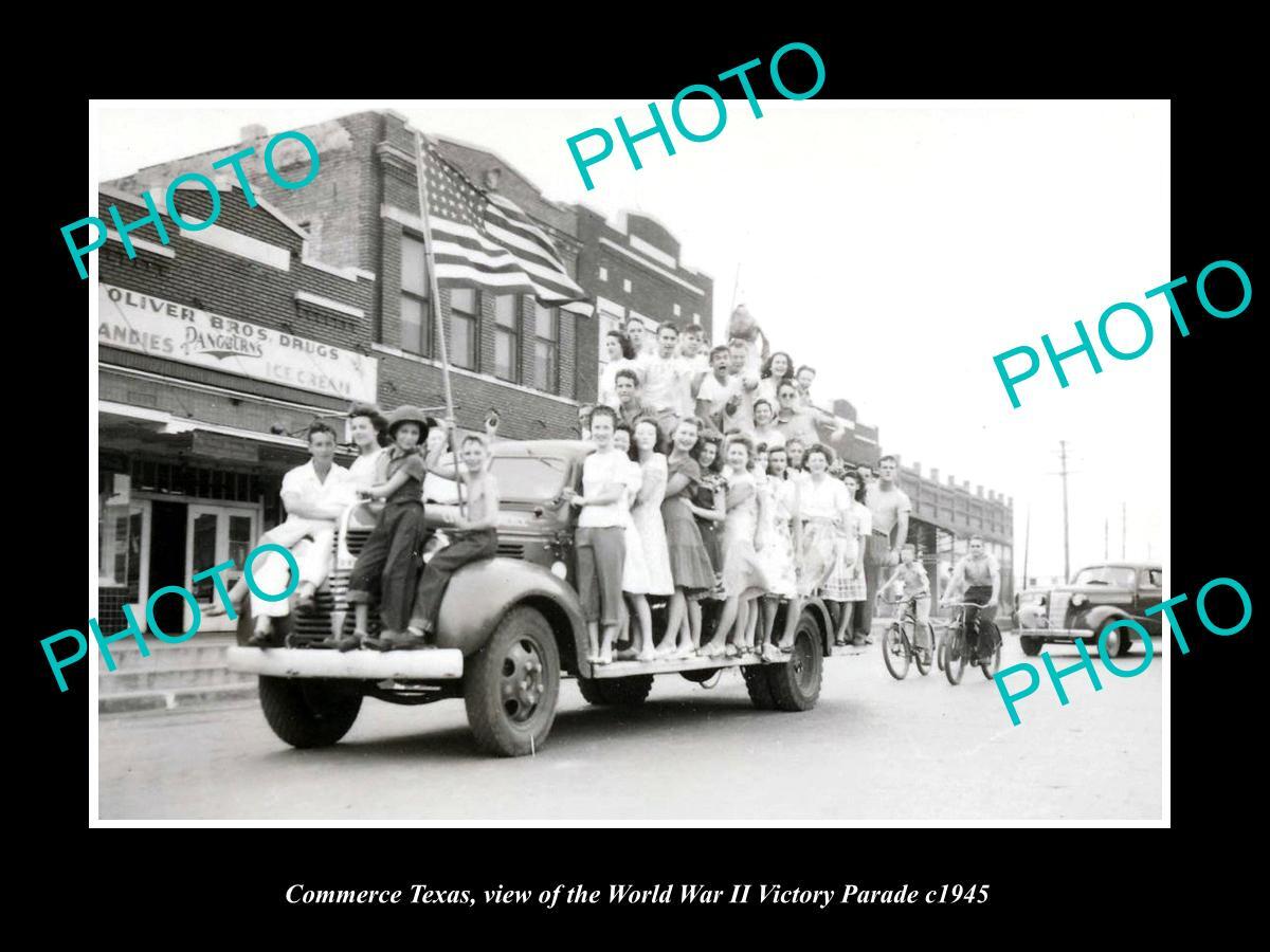 OLD LARGE HISTORIC PHOTO OF COMMERCE TEXAS THW WWII VICTORY PARADE c1945 OLD LARGE HISTORIC PHOTO OF COMMERCE TEXAS THW WWII VICTORY PARADE c1945