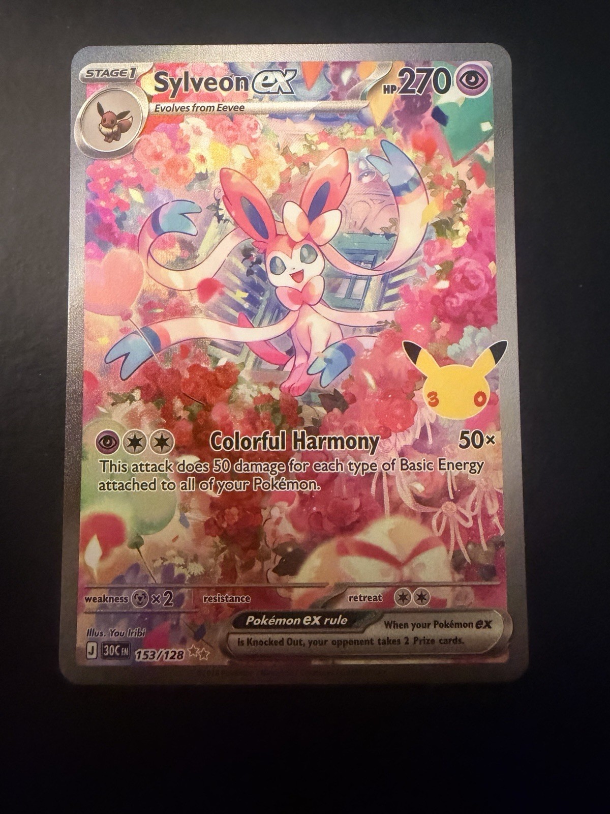 Pokemon TCG 30th Anniversary Celebrations Sylveon EX SIR 153/128 English Pokemon TCG 30th Anniversary Celebrations Sylveon EX SIR 153/128 English