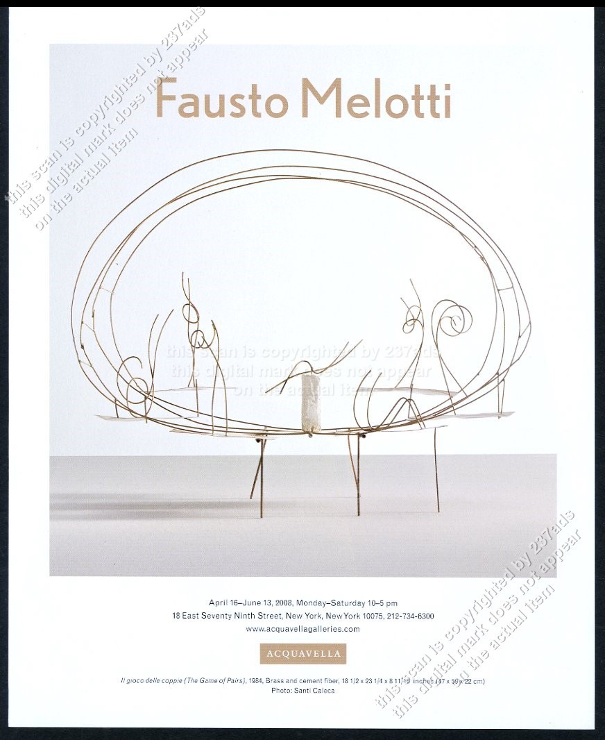 2008 Fausto Melotti The Game of Pairs sculpture photo NYC gallery vtg print ad 2008 Fausto Melotti The Game of Pairs sculpture photo NYC gallery vtg print ad