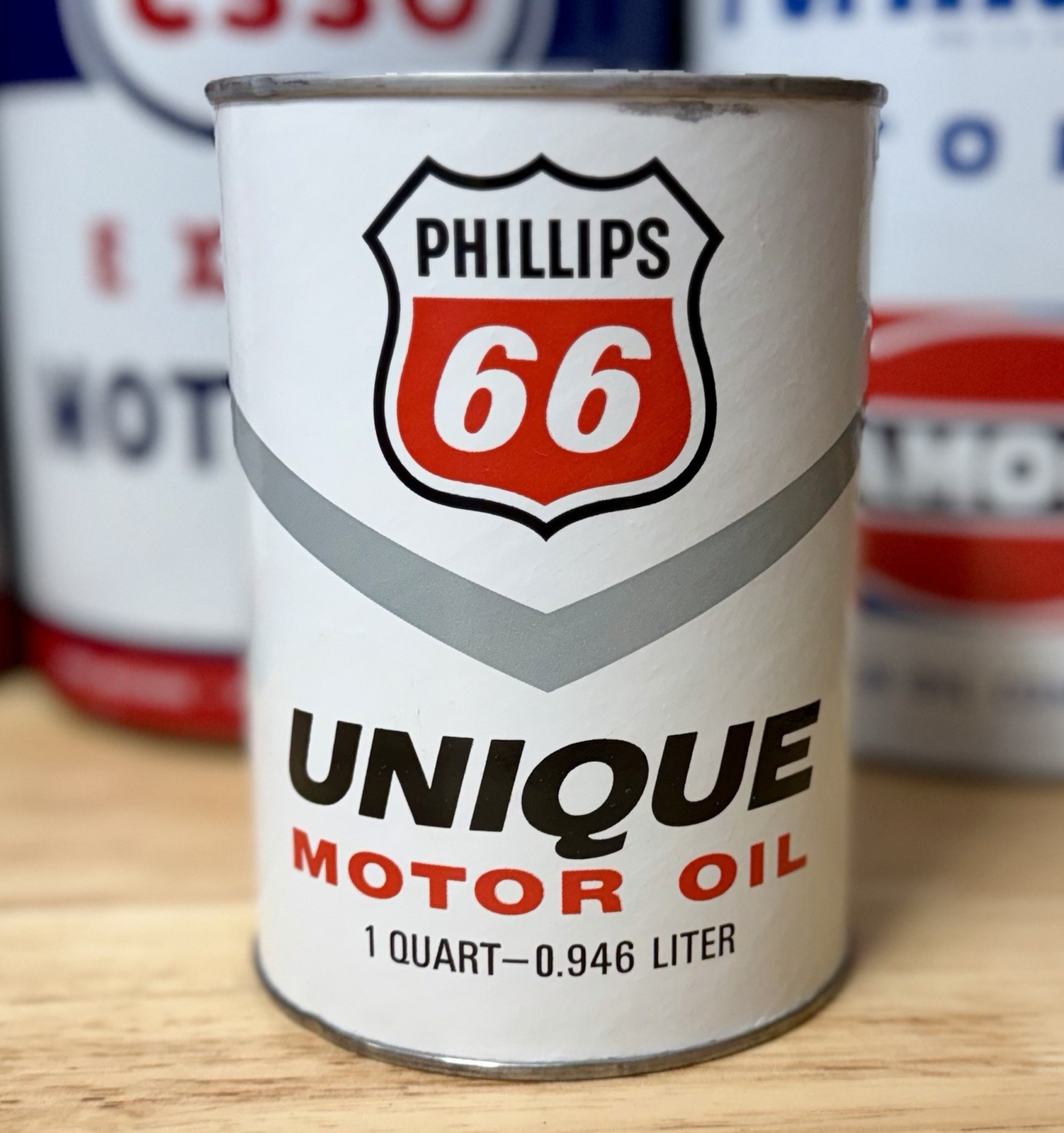 Vintage Phillips 66 Unique Motor Oil Can Quart Empty Vintage Phillips 66 Unique Motor Oil Can Quart Empty