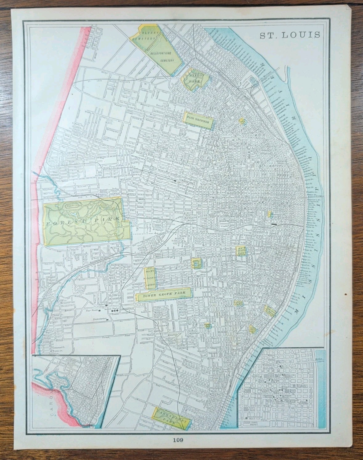 Vintage 1897 ST LOUIS MISSOURI Map 14"x11" Old Antique Original COMPTON HEIGHTS Vintage 1897 ST LOUIS MISSOURI Map 14"x11" Old Antique Original COMPTON HEIGHTS
