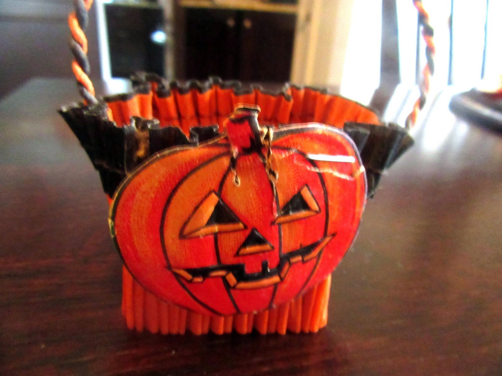 Vintage Circa 1940s Halloween Basket Nut or Candy Cup Crepe and Cardboard Vintage Circa 1940s Halloween Basket Nut or Candy Cup Crepe and Cardboard