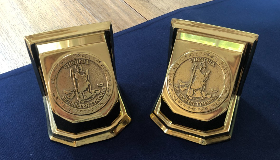 Pair Virginia Metalcrafters"Virginia State Seal" Bookends Pair Virginia Metalcrafters"Virginia State Seal" Bookends