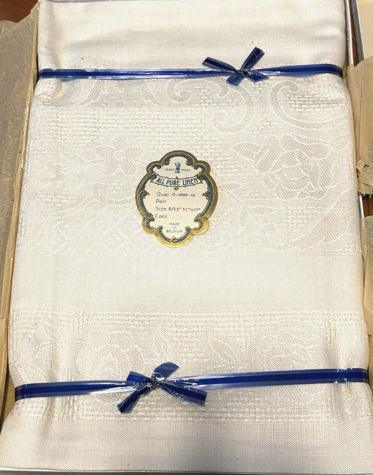 NWT NOS Vintage 51" x 67" Ivory Belgian ALL PURE LINEN Tablecloth & 6 Napkins NWT NOS Vintage 51" x 67" Ivory Belgian ALL PURE LINEN Tablecloth & 6 Napkins