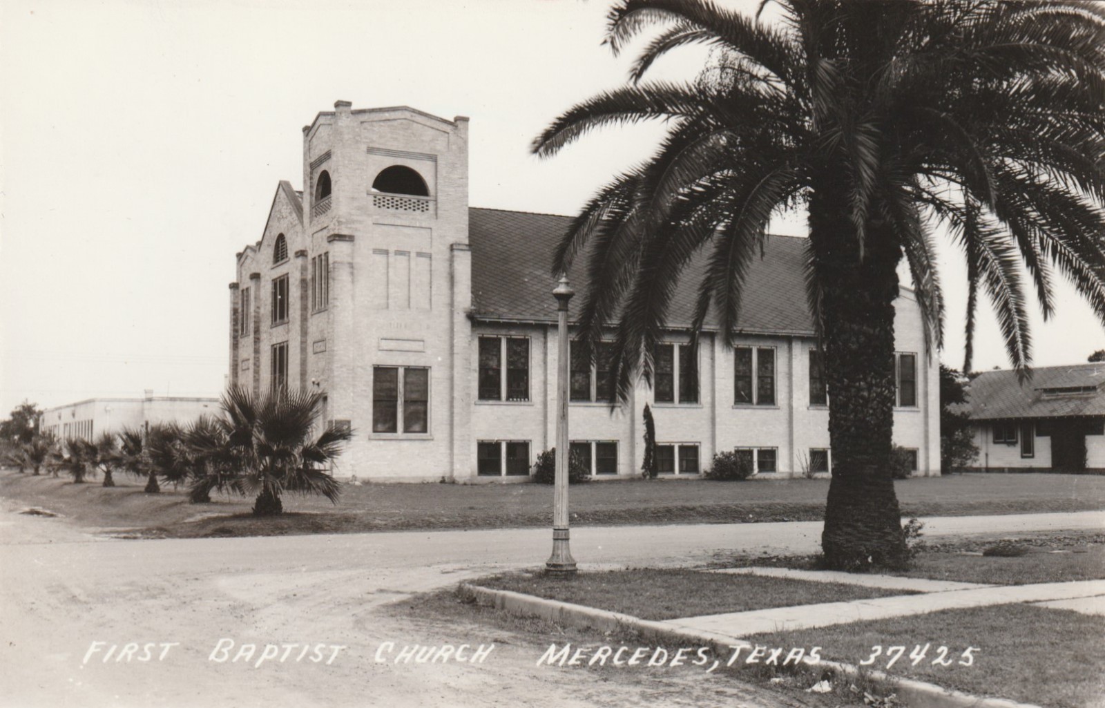 Vintage Postcard RPPC First Baptist Church Mercedes Texas Palm Trees L L Cook Vintage Postcard RPPC First Baptist Church Mercedes Texas Palm Trees L L Cook