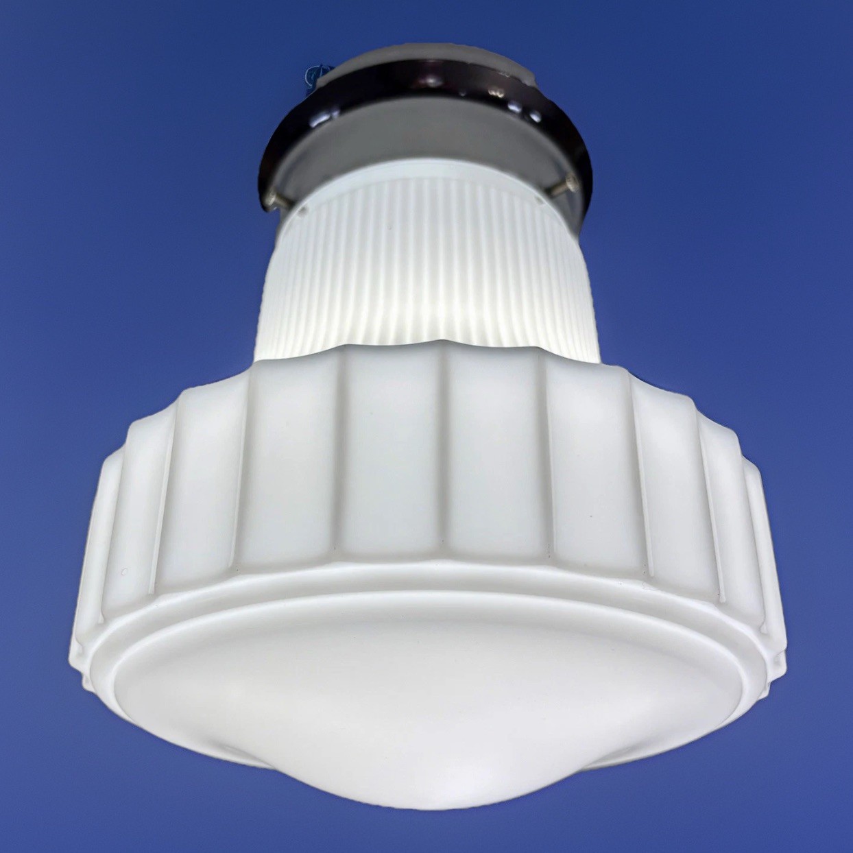 Antique/Vintage  1920’s-1930's Art Deco Nouveau White Milk Glass Light Fixture
