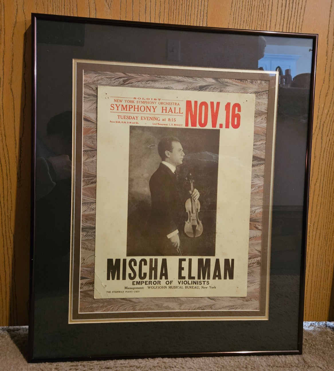 Mischa Elman, "Emperor of Violinists" Symphony Society of NY Concert Poster 1908