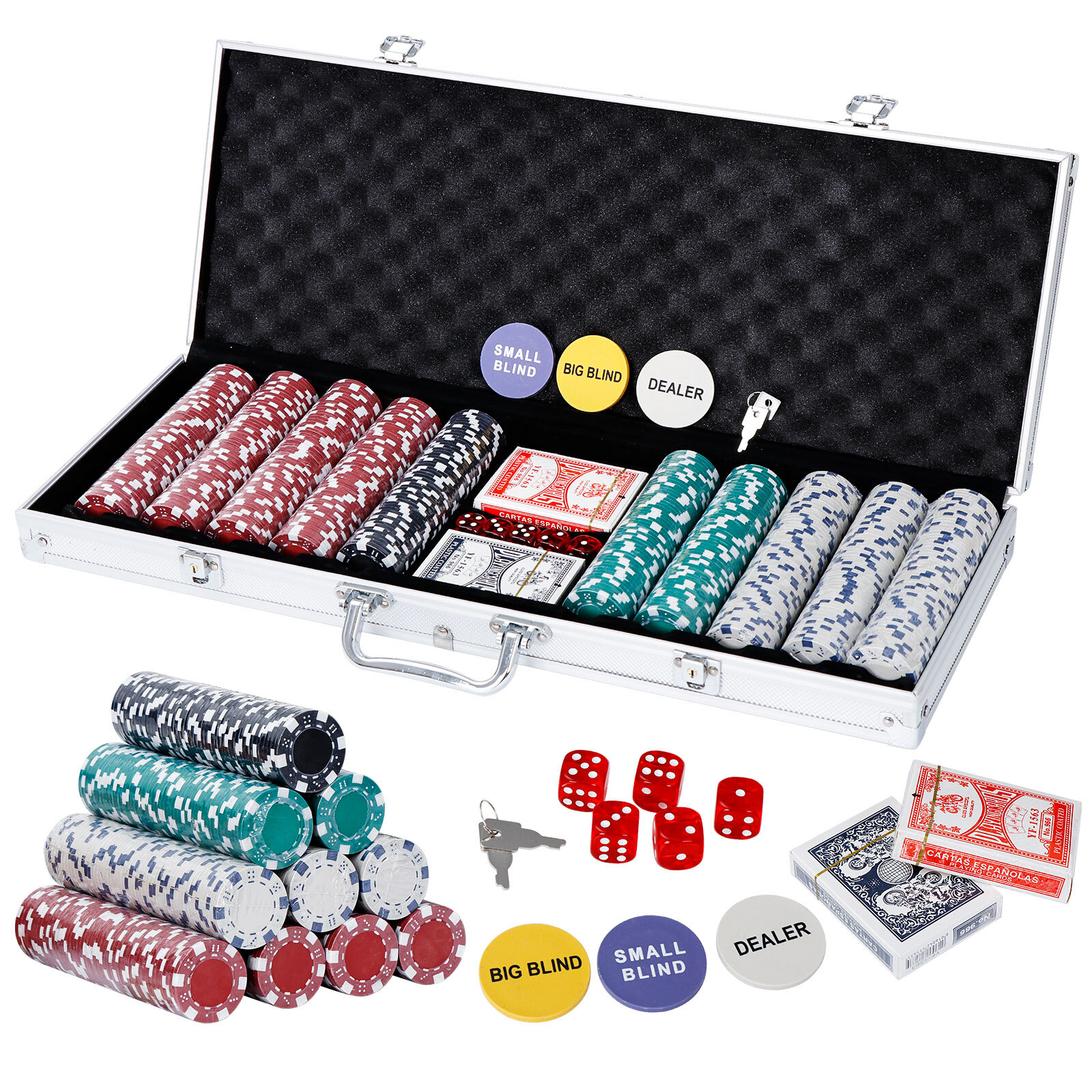 Poker Chip Set 500PCS 11.5 Gram Poker Set for Texas Hold'em and Blackjack Games