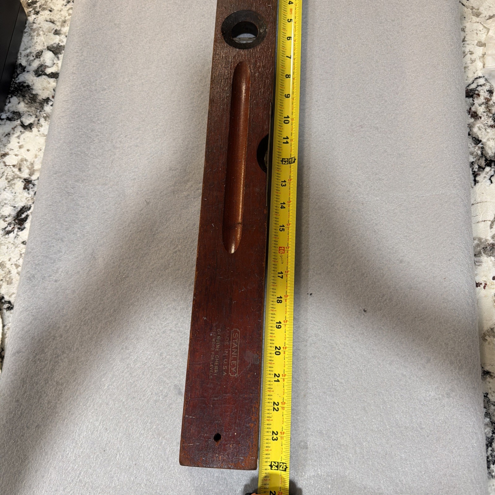 Vintage Stanley Early 24” Cherry & Brass Level For Restoration Vintage Stanley Early 24” Cherry & Brass Level For Restoration