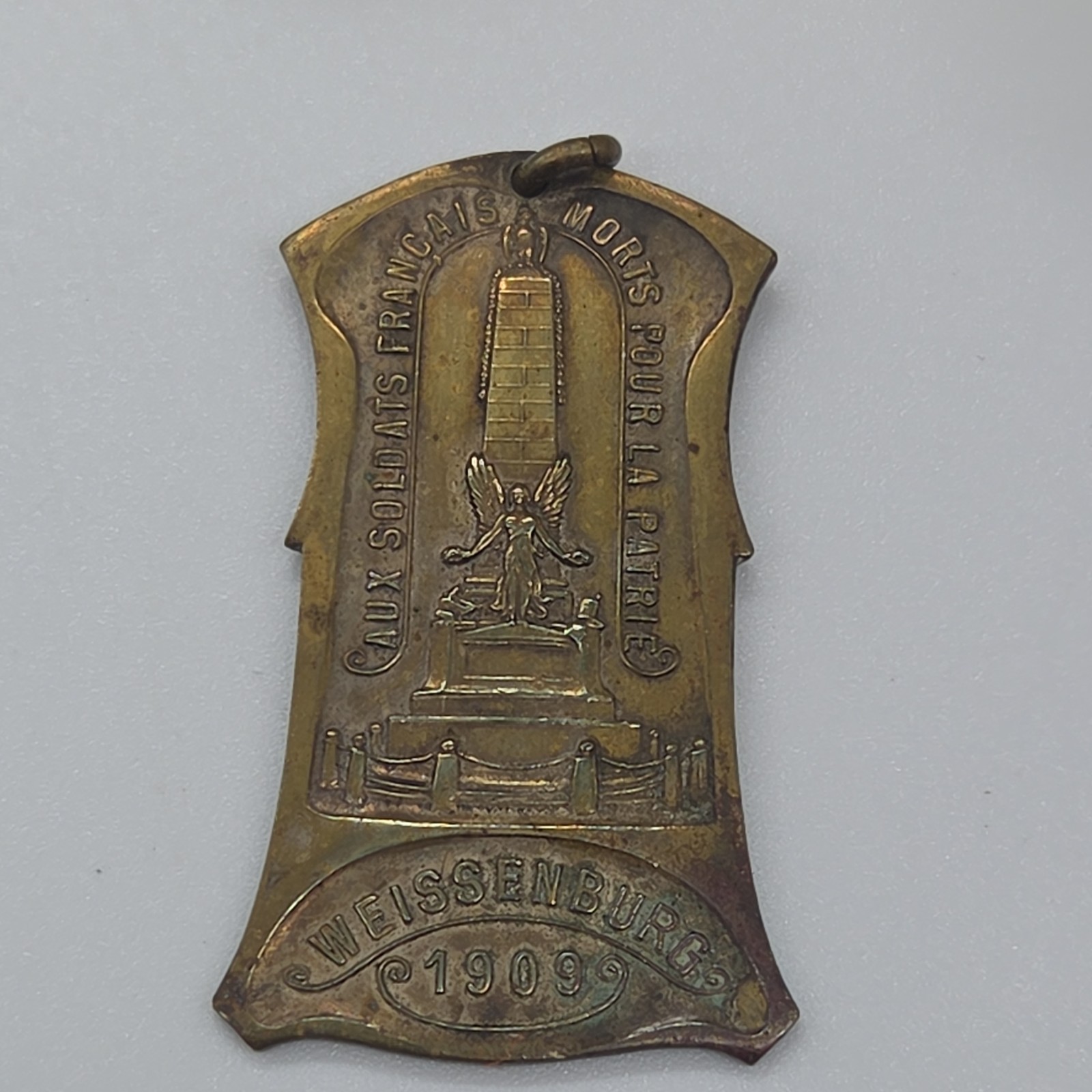 Rare 1909 Medal Wissembourg Alsace French Soldiers Memorial Metal Pendant Rare 1909 Medal Wissembourg Alsace French Soldiers Memorial Metal Pendant