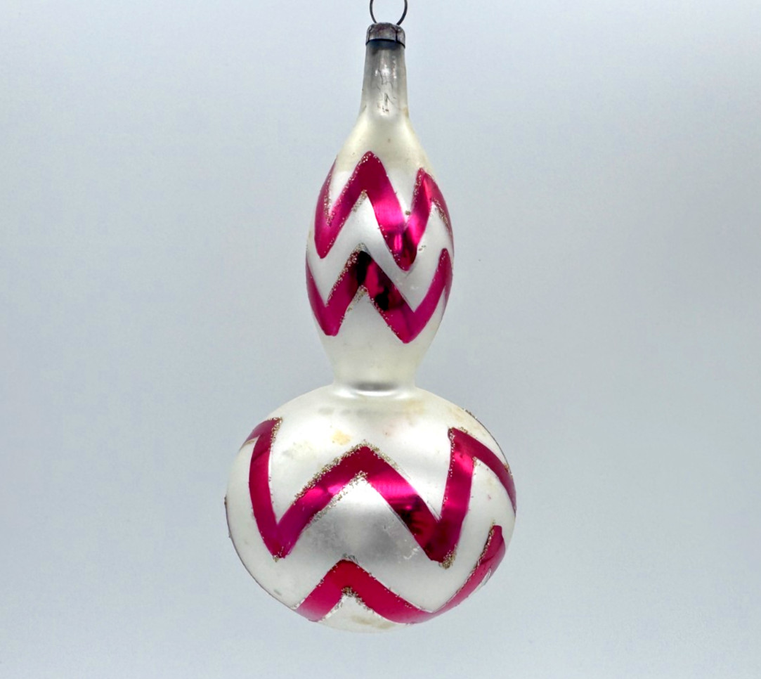 Rare VTG Mercury Glass Finial Christmas Ornament Double Form Teardrop 5"