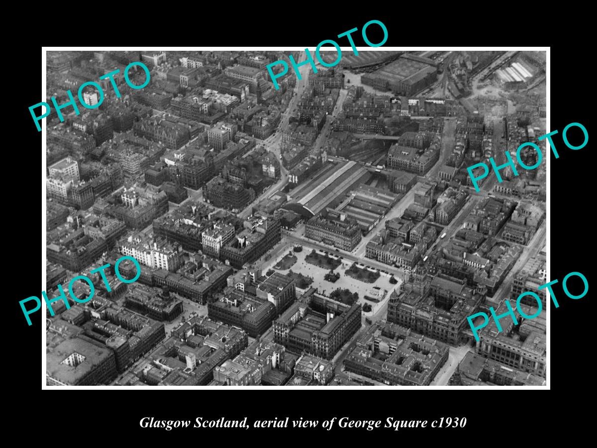 Glasgow Scotland Aerial View Of George Square c1930 Old Large Historic Photo Glasgow Scotland Aerial View Of George Square c1930 Old Large Historic Photo