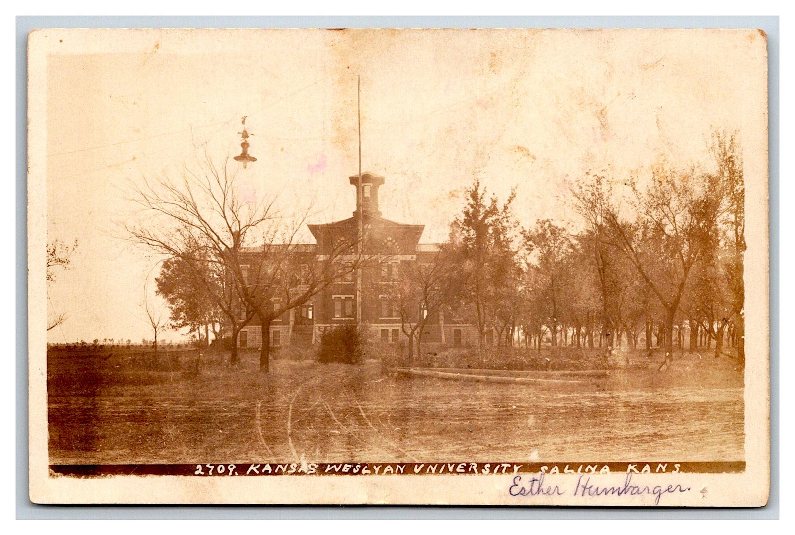 Salina KS~Kansas Wesleyan University~Rutted Dirt Road to Main Building~1907 RPPC Salina KS~Kansas Wesleyan University~Rutted Dirt Road to Main Building~1907 RPPC
