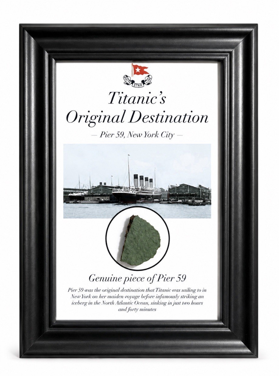 Titanic’s Original Destination | Pier 59 Genuine Artifact | Framed Display 5x7in Titanic’s Original Destination | Pier 59 Genuine Artifact | Framed Display 5x7in