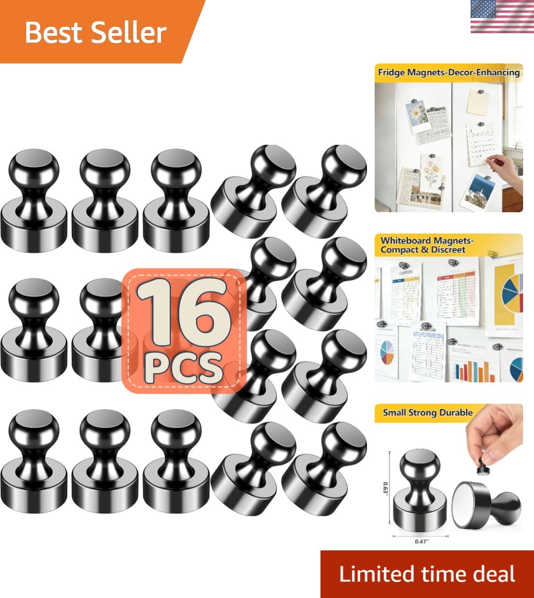 Versatile 16-Pack Strong Fridge Magnets - Perfect for Notes & Artwork Display Versatile 16-Pack Strong Fridge Magnets - Perfect for Notes & Artwork Display