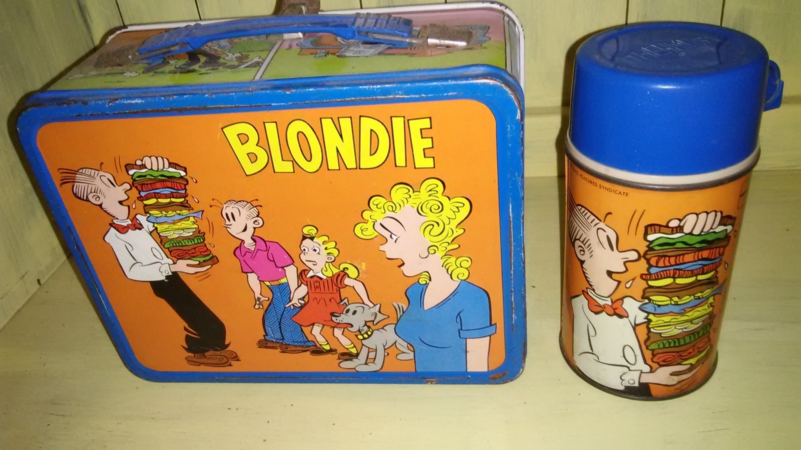 Vintage 1969 Blondie & Dagwood Metal Lunchbox With Thermos
