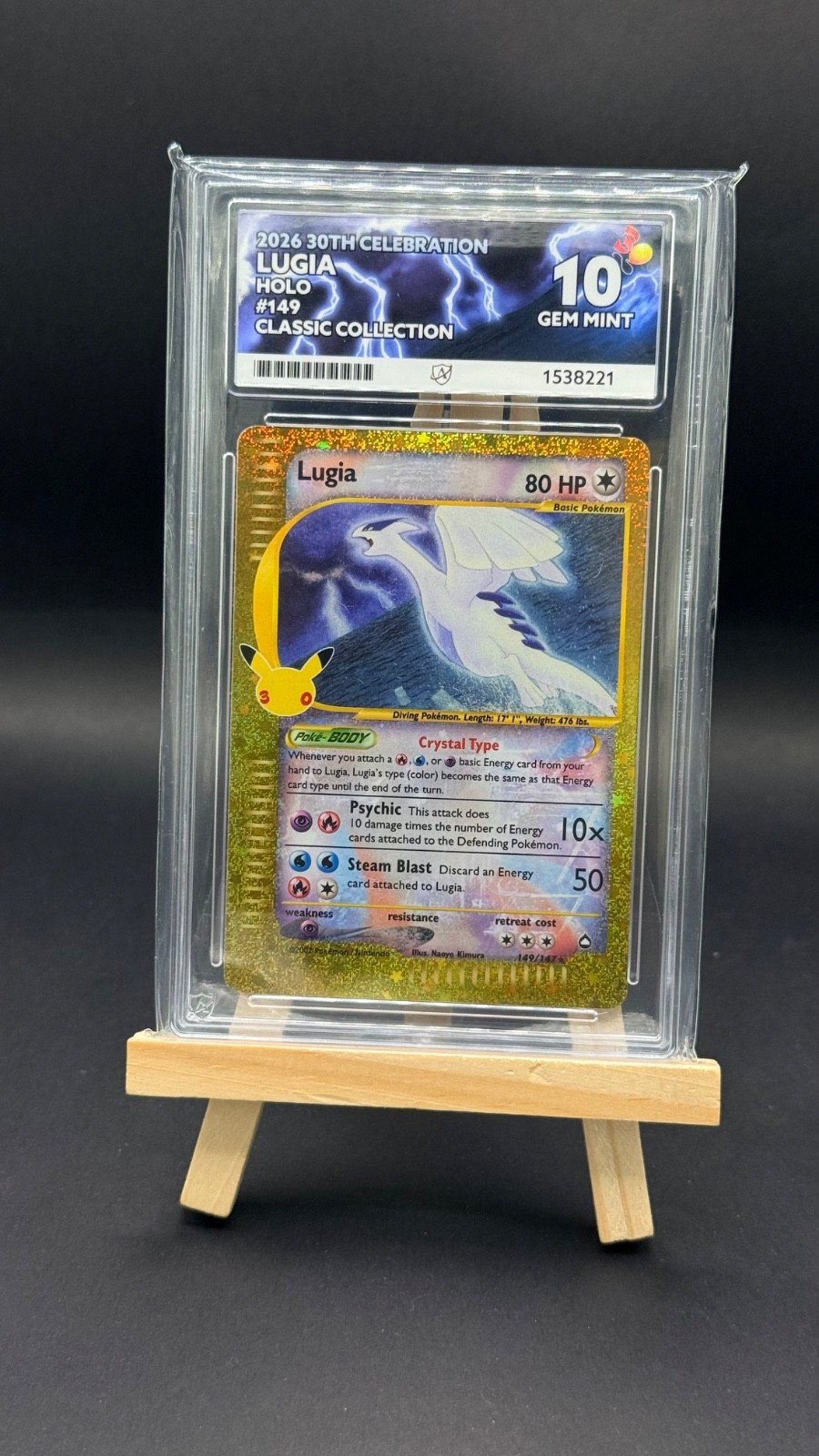 ACE Grading 10 Lugia Holo 149/147 Pokémon TCG 30th Celebration Classic Eng ACE Grading 10 Lugia Holo 149/147 Pokémon TCG 30th Celebration Classic Eng