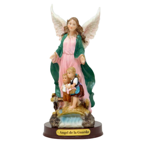 Angel De La Guarda con Niños 8" Guardian Angel Resin Religious Figure Angel De La Guarda con Niños 8" Guardian Angel Resin Religious Figure