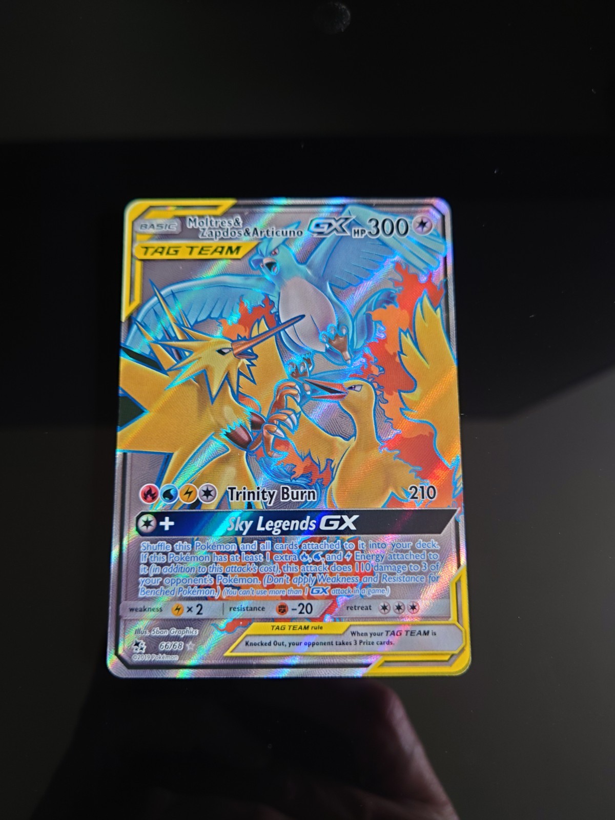 Moltres & Zapdos & Articuno GX 66/68 Full Art Holo Ultra Rare Hidden Fates NM Moltres & Zapdos & Articuno GX 66/68 Full Art Holo Ultra Rare Hidden Fates NM