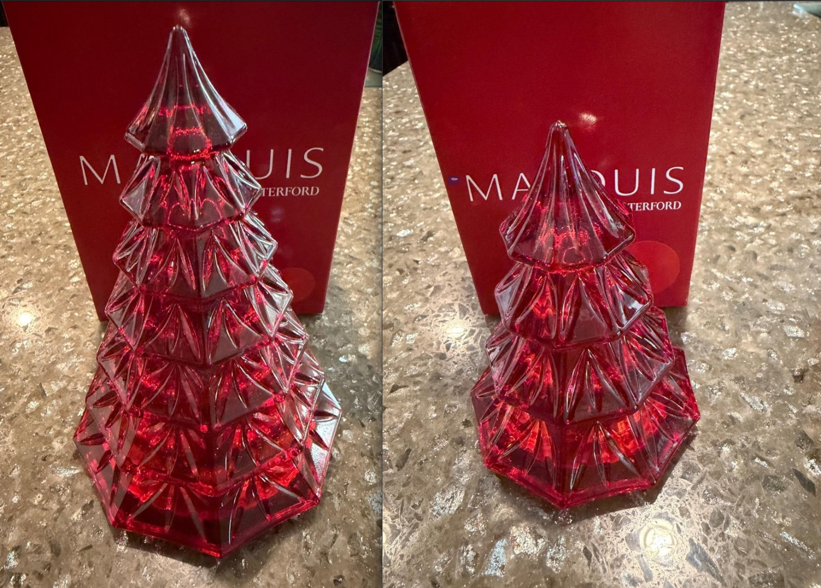 Marquis by Waterford Red Crystal Christmas Trees Set of 2 (6.5" and 3.5") NEW Marquis by Waterford Red Crystal Christmas Trees Set of 2 (6.5" and 3.5") NEW