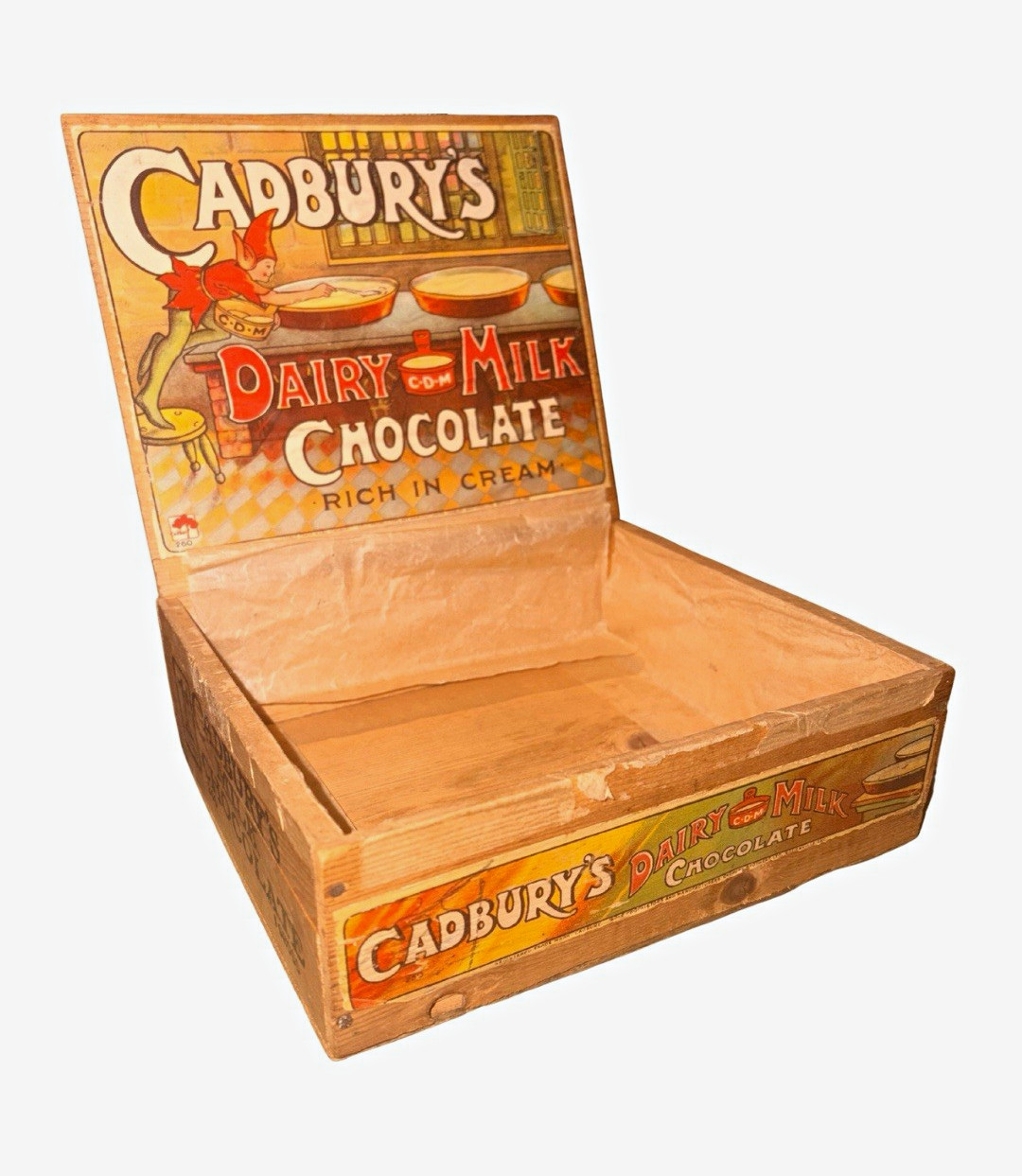 Vintage Antique 1930s Cadbury's Dairy Milk Chocolate Wooden Counter Display Box Vintage Antique 1930s Cadbury's Dairy Milk Chocolate Wooden Counter Display Box
