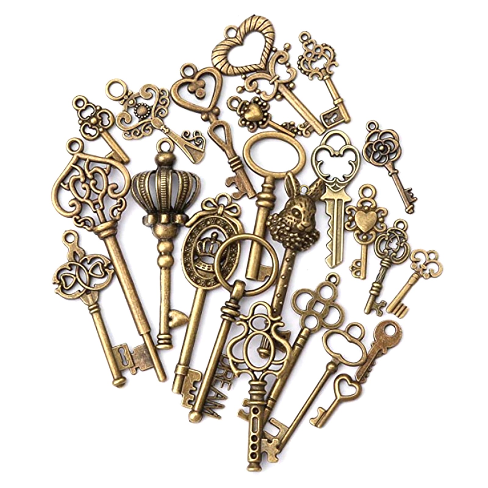 46PCS Old Vintage Antique Skeleton Keys DIY Necklace Pendant Bronze Crafts 46PCS Old Vintage Antique Skeleton Keys DIY Necklace Pendant Bronze Crafts